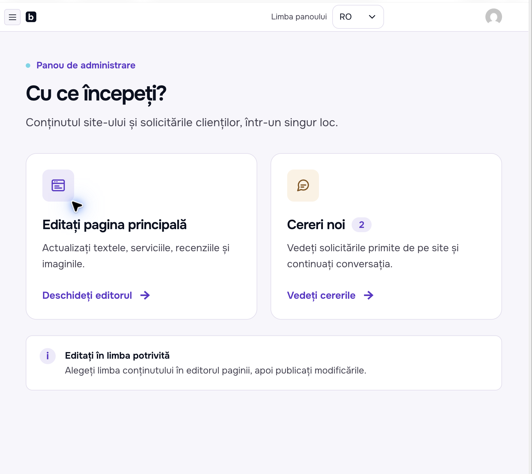 Local BetterConsulting admin dashboard with links to the homepage editor and incoming enquiries.